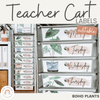 10 Drawer Cart Labels | Rustic Boho Plants Teacher Trolley Labels | Editable - Miss Jacobs Little Learners