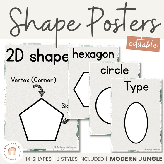 2D Shape Posters | MODERN JUNGLE decor - Miss Jacobs Little Learners