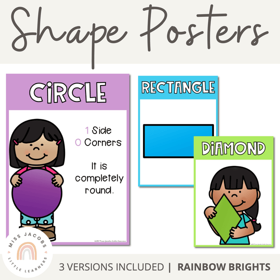 2D Shape Posters {Rainbow Classroom Decor} - Miss Jacobs Little Learners