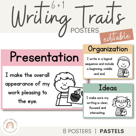 6+1 Traits of Writing Posters | PASTELS - Miss Jacobs Little Learners