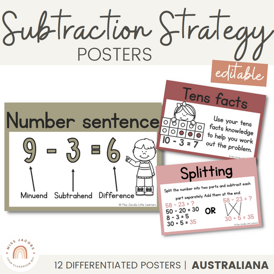 Subtraction Strategies Posters - Australiana Decor
