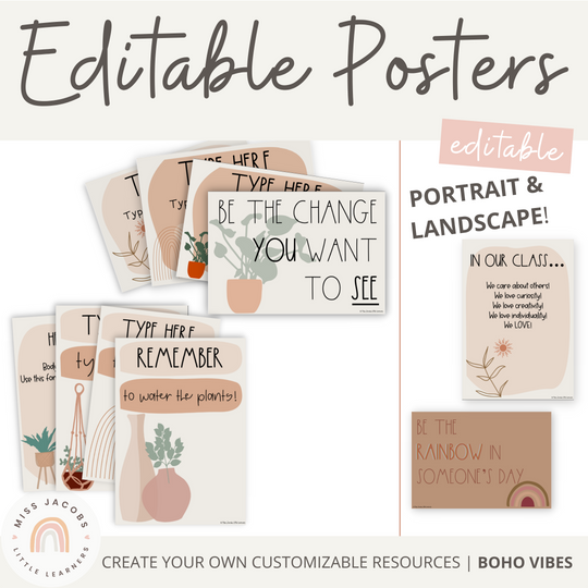 Editable Classroom Posters | BOHO VIBES | Desert Neutrals Decor