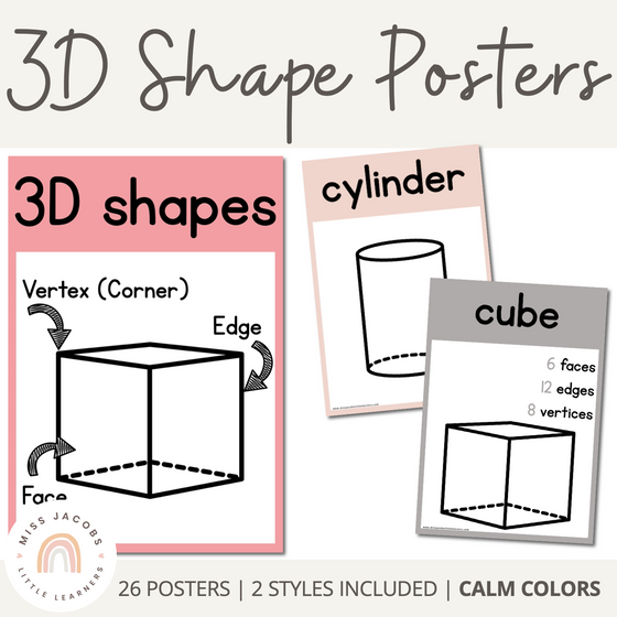 3D Shape Posters | MODERN RAINBOW Color Palette | Calm Colors Decor