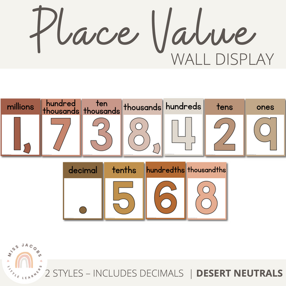 Place Value Display | DESERT NEUTRAL | Boho Vibes Classroom Decor