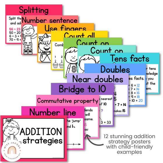 ADDITION STRATEGY POSTERS | RAINBOW BRIGHTS - Miss Jacobs Little Learners
