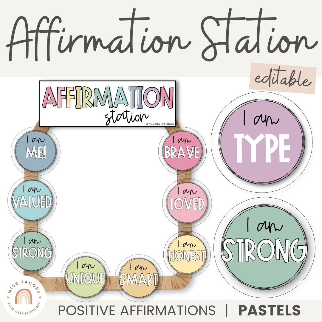 Affirmation Station PASTELS Positive Affirmations Mirror Display Affirmation Station PASTELS Positive Affirmations Mirror Display