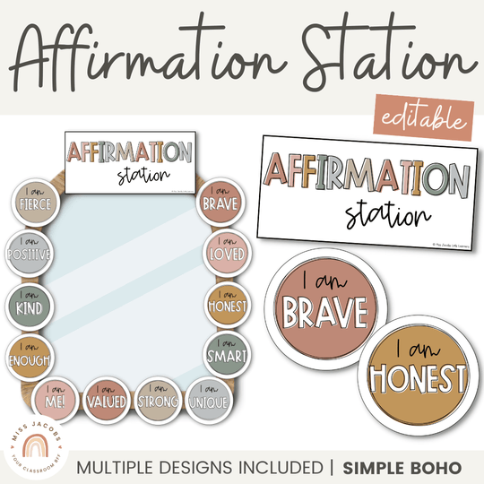 Affirmation Station SIMPLE BOHO | Positive Affirmations Mirror Display
