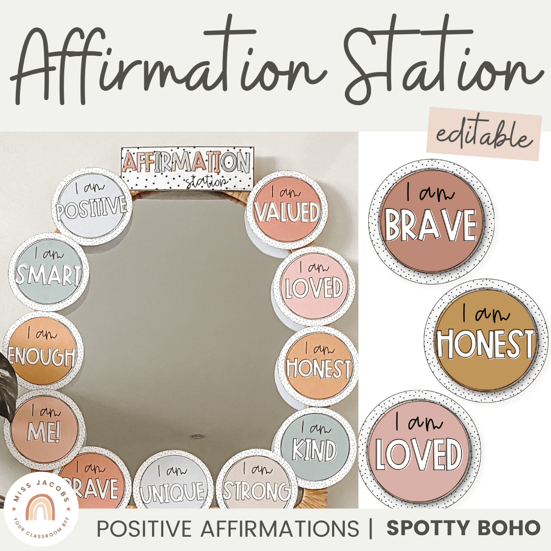 affirmation-station-spotty-boho-classroom-decor for Affirmation Station Printable Free Pdf Affirmation Station - Spotty Boho Classroom Decor for Affirmation Station Printable Free Pdf