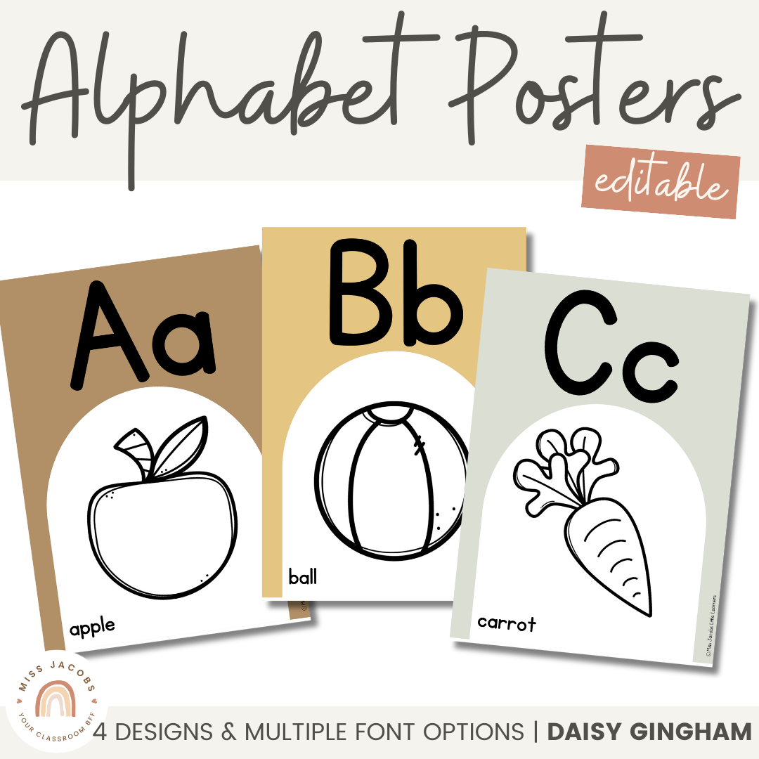 Affirmation Alphabet Posters, Print + Cursive
