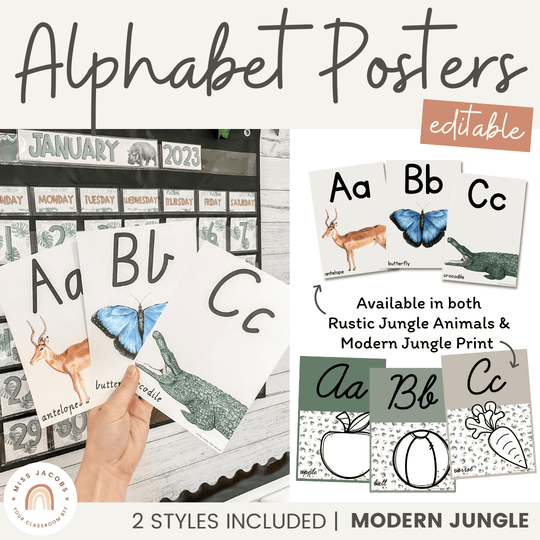 Alphabet Posters - Modern Jungle Classroom Decor