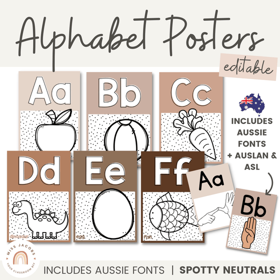 ALPHABET POSTERS | SPOTTY NEUTRALS - Miss Jacobs Little Learners