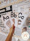 Alphabet Posters with ASL & AUSLAN Alphabet | Daisy Gingham Editable Decor | BUNDLE - Miss Jacobs Little Learners