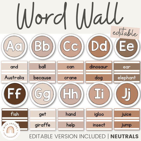 ALPHABET WORD WALL | OMBRE NEUTRALS
