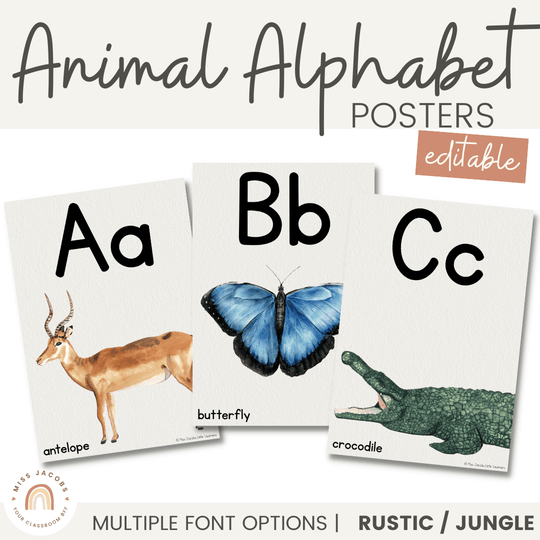 Animal Alphabet Posters - Modern Jungle Classroom Decor