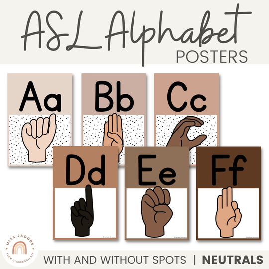 ASL (American Sign Language) Alphabet Posters | NEUTRALS | Ombre Neutrals
