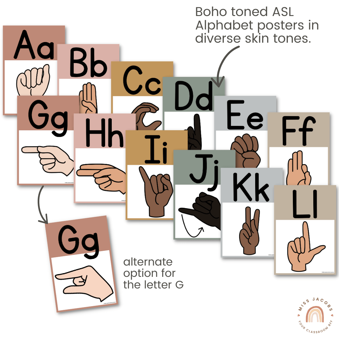 ASL (American Sign Language) Alphabet Posters | SIMPLE BOHO | Neutral ...