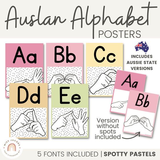Auslan Alphabet Posters | SPOTTY PASTELS - Miss Jacobs Little Learners