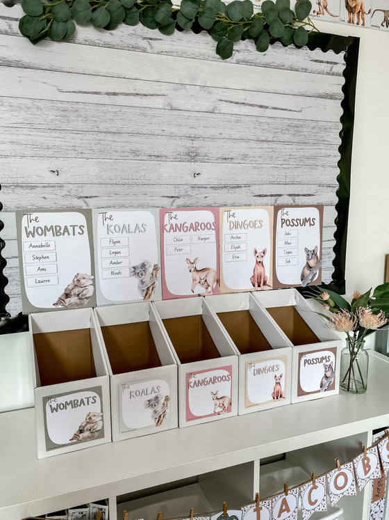 Australian Animals Reading Group Book Box Organizers | Editable | AUSTRALIANA Classroom Decor - Miss Jacobs Little Learners
