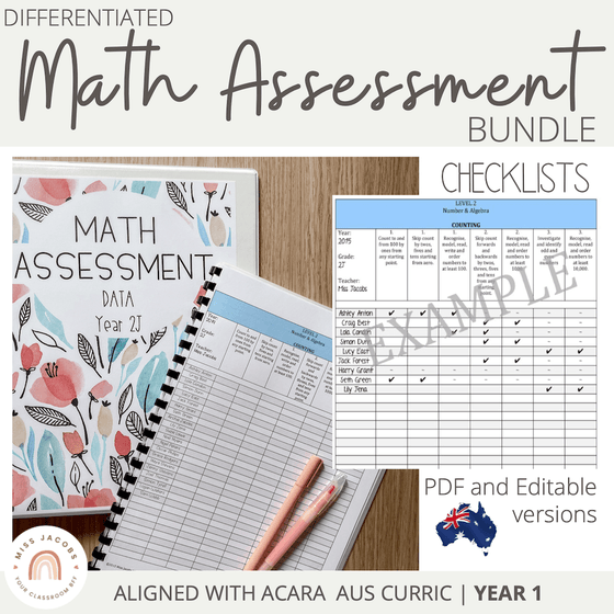 Australian Curriculum Mathematics Assessment Checklists | GRADE 1 - Miss Jacobs Little Learners