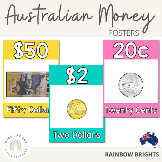 Australian Money Posters | Rainbow Classroom Decor - Miss Jacobs Little Learners