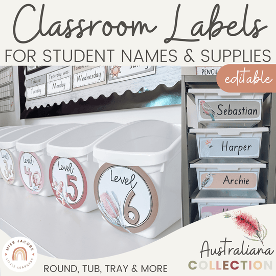 Classroom Labels Student Names & Supplies - Australiana Decor