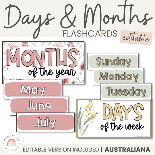 Days and Months - Australiana Classroom Decor