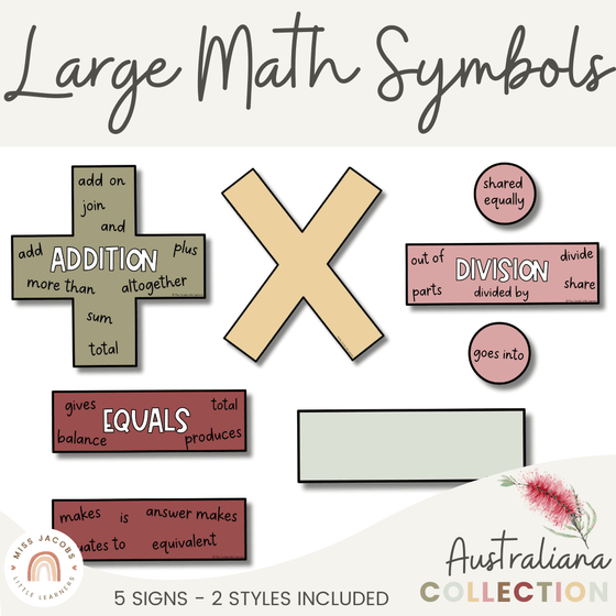 Australiana Large Math Symbols - Miss Jacobs Little Learners