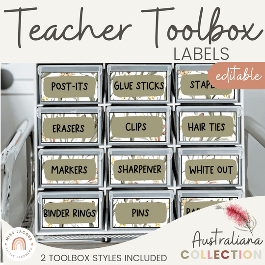 Teacher Toolbox Labels - Australiana Classroom Decor