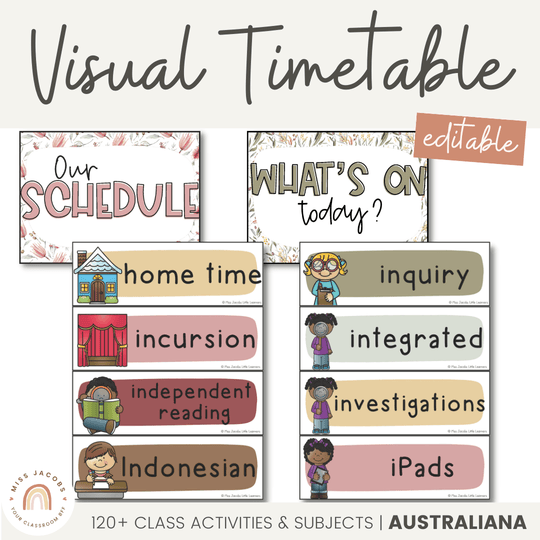 Visual Timetable Daily Schedule - Australiana Classroom Decor