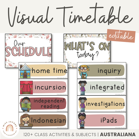 Australiana Visual Timetable | Classroom Decor | Editable - Miss Jacobs Little Learners