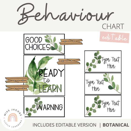 Behaviour Clip Chart Editable | Natural Classroom Theme - Miss Jacobs Little Learners