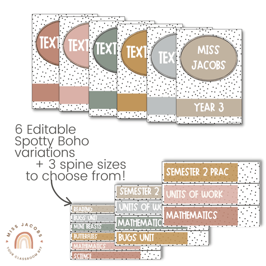Binder Covers and Spine Labels - Spotty Boho Classroom Decor