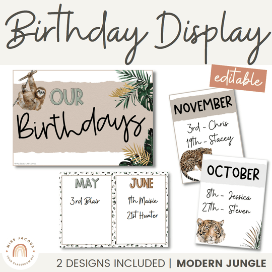 Birthday Display - Modern Jungle Classroom Decor