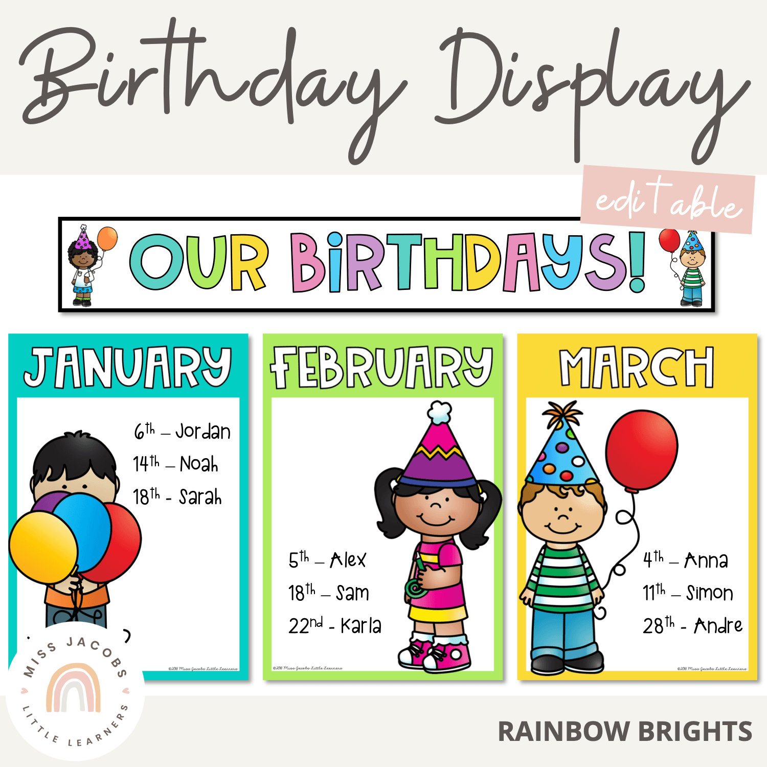 Birthday Display with Banner | Rainbow Theme birthday-display-with-banner-rainbow-theme