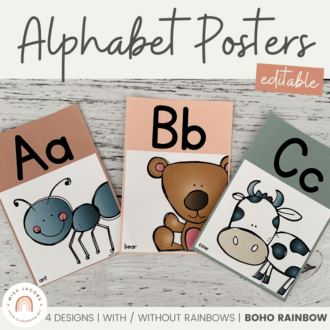 Alphabet Posters - Boho Rainbow - Miss Jacobs Little Learners
