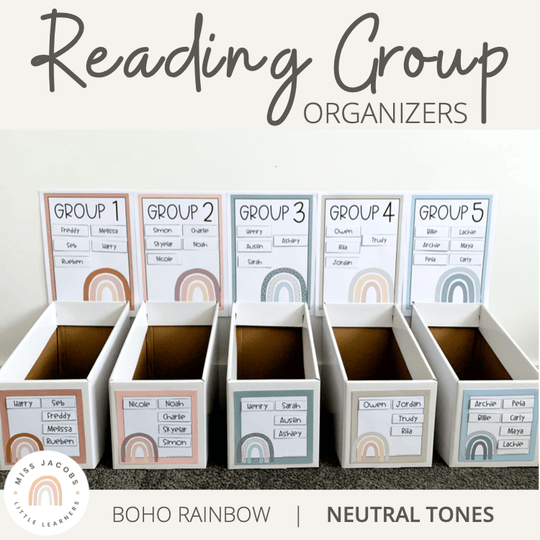 Reading Group Organizers & Labels - Boho Rainbow Decor