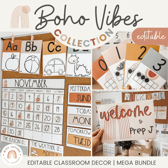 Boho Vibes Classroom Decor Bundle - Desert Neutrals - Miss Jacobs Little Learners