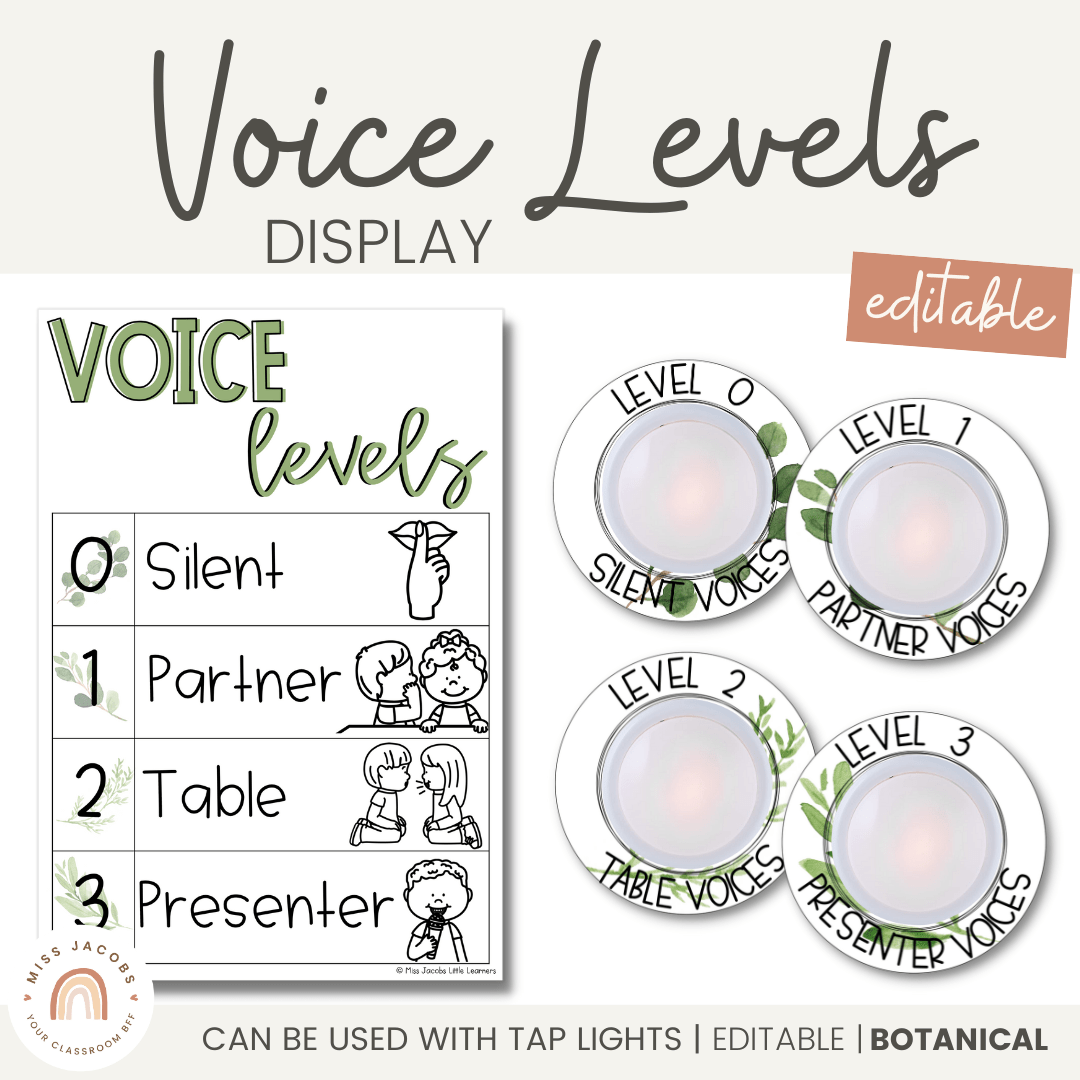 Printable Voice Level Poster Set, Classroom Management