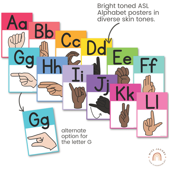 BRIGHTS ASL ALPHABET POSTERS - Miss Jacobs Little Learners