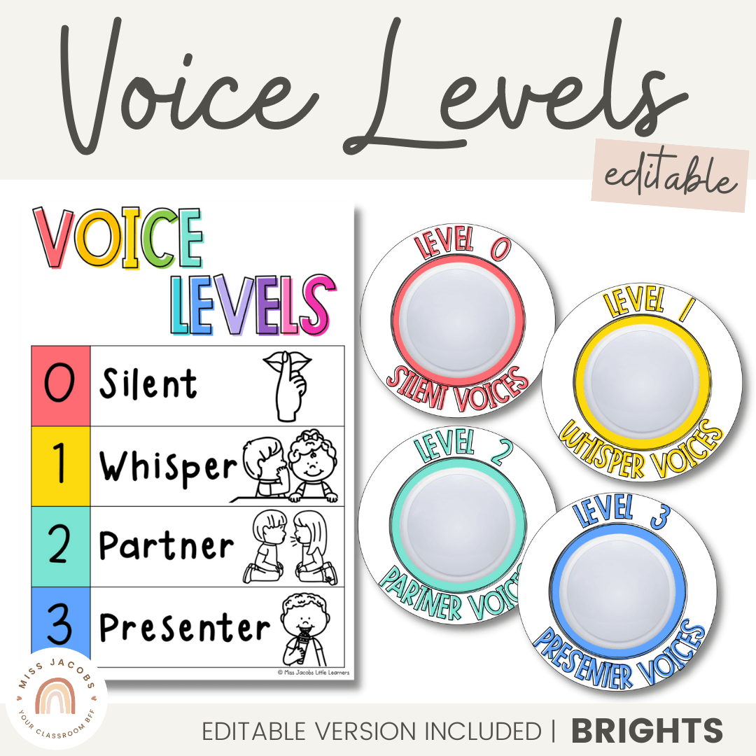 Printable Voice Level Poster Set, Classroom Management