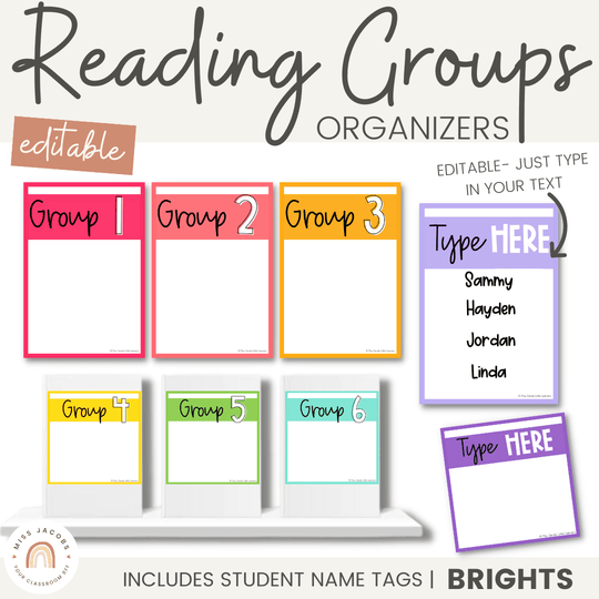 Brights Reading Groups | Editable | Brights Classroom Decor