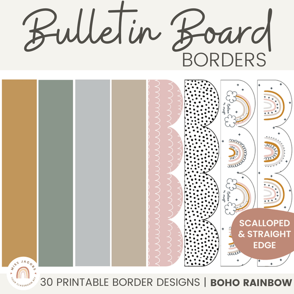 bulletin-board-borders-boho-rainbow-neutrals-theme-miss-jacobs for Free Printable Fall Bulletin Board Borders Bulletin Board Borders - Boho Rainbow Neutrals Theme - Miss Jacobs for Free Printable Fall Bulletin Board Borders