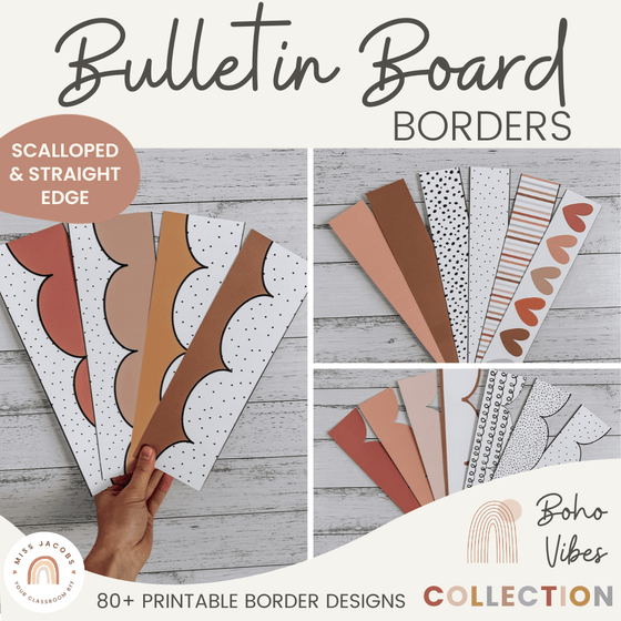 Bulletin Board Borders | Boho Vibes Classroom Decor | Printable Scalloped & Straight Edge Borders | Desert Neutral Theme - Miss Jacobs Little Learners