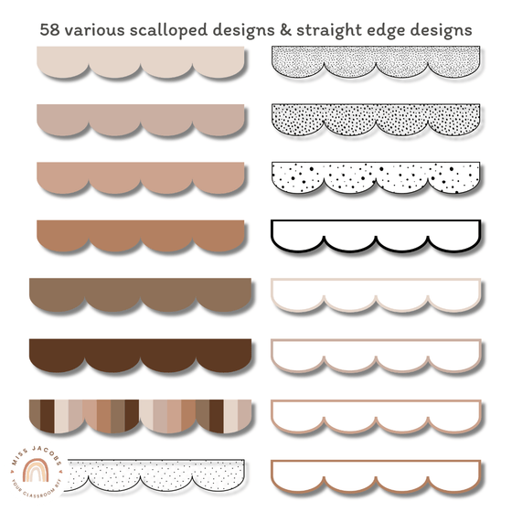 Bulletin Board Borders | Spotty Neutrals Classroom Decor | Printable Scalloped & Straight Edge Borders - Miss Jacobs Little Learners