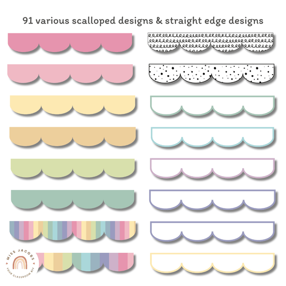 Bulletin Board Borders | Spotty Pastels Classroom Decor | Printable Scalloped & Straight Edge Borders - Miss Jacobs Little Learners