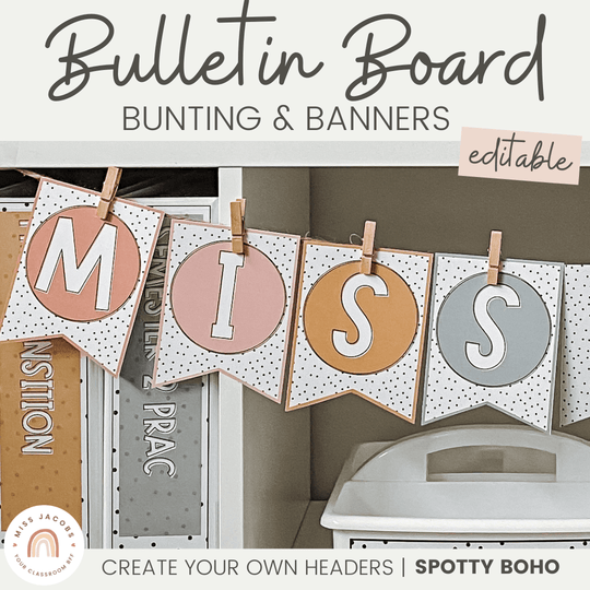 Bunting & Banners - Bulletin Board Letters - Spotty Boho Decor