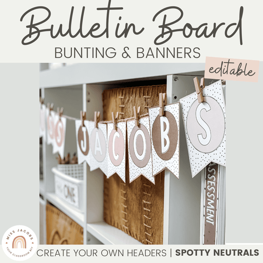 Bulletin Board Lettering Pack  Editable PASTEL Toned Display Headers -  Miss Jacobs Little Learners