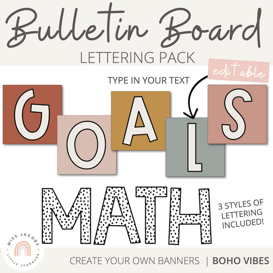 Bulletin Board Lettering Pack - Boho Vibes Theme - Miss Jacobs Little Learners