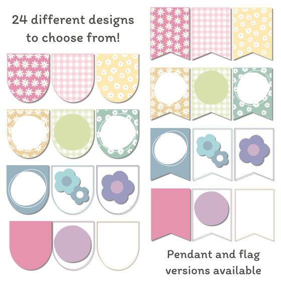 Bunting and Display Banners | Daisy Gingham Pastels Classroom Decor | Editable - Miss Jacobs Little Learners