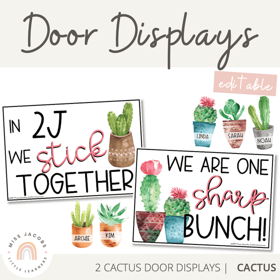 Cactus and Succulent Door Display | Cactus Themed Decor Range - Miss Jacobs Little Learners